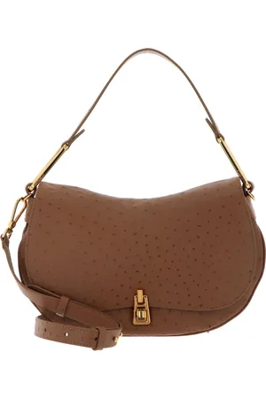 Coccinelle Leren Schoudertas Magie Ostrich Handbag Lichtbruin