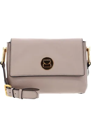 Coccinelle Leren Schoudertas Liya Grained Leather Crossbody Bag Beige