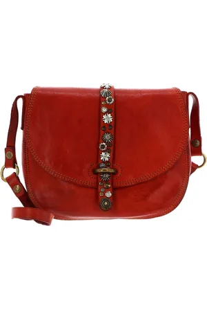 Campomaggi Leren Schoudertas Avondtas Crossbody Round Rood