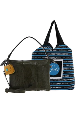 Gabs Leren Schoudertas Handtas Mirea Naplak Black Shoulderbag Olijfgroen