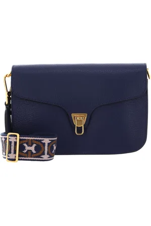 Coccinelle Leren Schoudertas Beat Soft Ribb Crossbody Bag Blauw