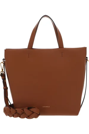 Coccinelle Leren Handtas Schoudertas Boheme Grana Double Handbag Double Grainy Leather Terracotta
