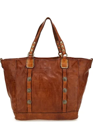 Campomaggi Leren Schoudertas Shopper Shopping Bag Terracotta