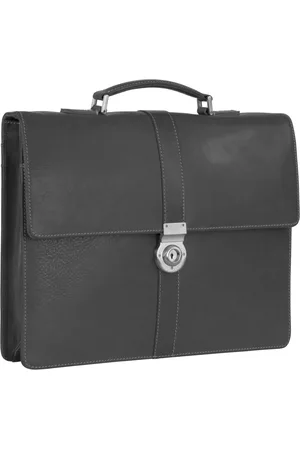 Leonhard Heyden Leren Afzonderlijke gevallen Schoudertas met laptopvak Bergamo Briefcase 1 Zwart