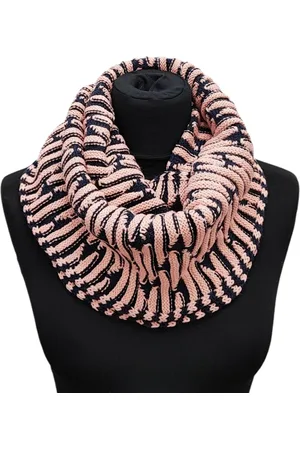 Merkloos Gebreide Colsjaal - Ronde Sjaal - Roze/Zwart - 70 x 30 cm (03wb)