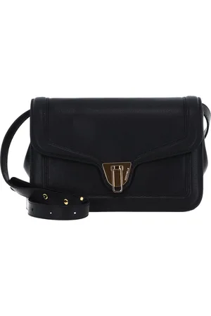 Coccinelle Leren Schoudertas Marvin Twist Textured Handbag Zwart