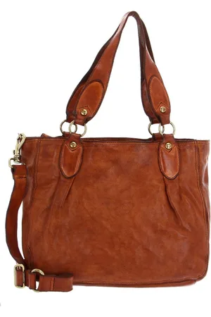 Campomaggi Leren Schoudertas Shopping Bag Terracotta