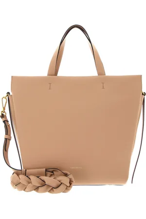 Coccinelle Leren Handtas Schoudertas Boheme Grana Double Handbag Double Grainy Leather Beige