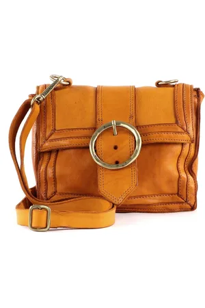 Campomaggi Leren Schoudertas Handtas Mini Crossbody Bag Geel