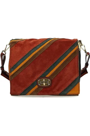 Caterina Lucchi Leren Schoudertas Scatolina Rigata Bag Bruine Veelkleurig