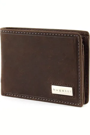 Bugatti Leren Portemonnee Hunter RFID Coin Wallet with Flap Metal Logo 4CC Bruine