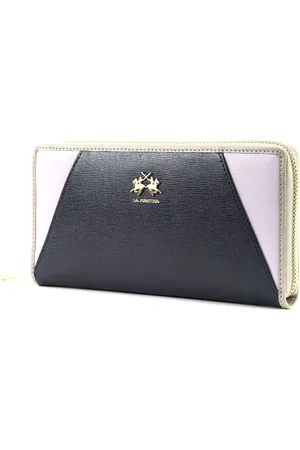 La Martina Leren Portemonnee La Portena Woman Wallet Blauw Paars