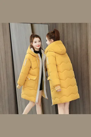 Merkloos Katoenen kleding/halflange dames/losse winterjas/dikke katoenen gewatteerde jas/katoenen gewatteerde jas XL
