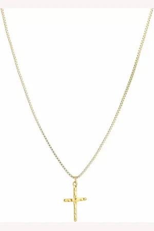 Bijoutheek Collier Gehamerd Kruis