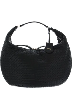 Abro+ Leren Schoudertas Leather Piuma Weaving Hobo Bag Nana Zwart