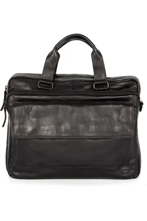 Spikes&Sparrow SPIKES & SPARROW Leren Business tas Schoudertas met laptopvak Kevin Business Bag Zwart