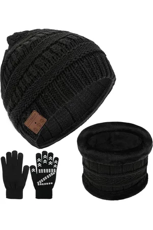 Merkloos Bluetooth-muts 3-in-1 met antislip handschoenen - Warme winterhoed - USB-oplaadbaar - Uniseks