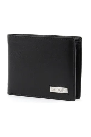Bugatti Leren Portemonnee City Line Coin Wallet Combi Style 8CC Metal Logo Zwart