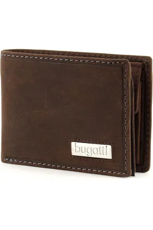 Bugatti Leren Portemonnee City Line Coin Wallet with Flap 4 CC Metal Logo Bruine