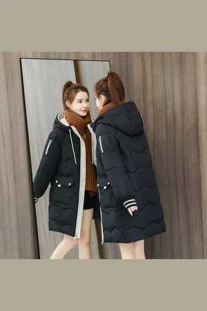 Merkloos Katoenen kleding/halflange dames/losse winterjas/dikke katoenen gewatteerde jas/katoenen gewatteerde jas XL