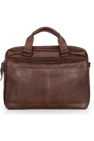 Spikes&Sparrow SPIKES & SPARROW Leren Business tas Schoudertas met laptopvak Steven Business Bag Donkerbruin