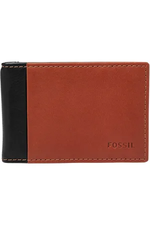 Fossil Leren Dollarclip Ward Money Clip Bifold Zwart Bruine