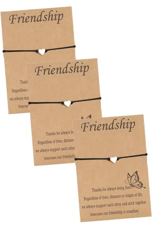 Bixorp Friends Vriendschapsarmbandjes voor 3 met Zilverkleurige Hartjes - 3 Cadeau Kaartjes - BFF Armband Meisjes - Best Friends Armband Vriendschap Cadeau voor Drie