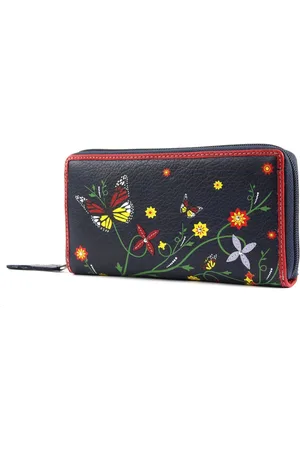 Bruno Banani Leren Portemonnee Butterfly Large Zip Around Blauw Veelkleurig