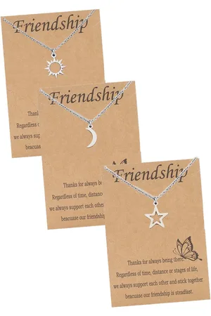 Bixorp Friends BFF Ketting voor 3 met Zilverkleurige Zon, Maan & Ster - Vriendschapsketting Meisjes - Best Friends Vriendschap Cadeau voor Drie