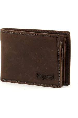 Bugatti Leren Portemonnee Hunter Coin Wallet with Flap 4 CC embossed Logo Bruine