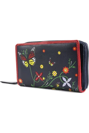 Bruno Banani Leren Portemonnee Butterfly Zip Around Blauw Veelkleurig