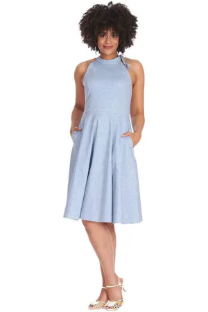 Banned Retro Hattie Halter Spot Flare jurk - L