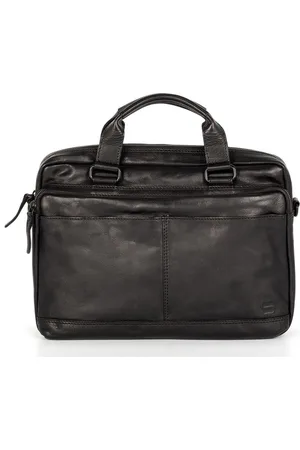 Spikes&Sparrow SPIKES & SPARROW Leren Business tas Schoudertas met laptopvak Steven Business Bag Zwart