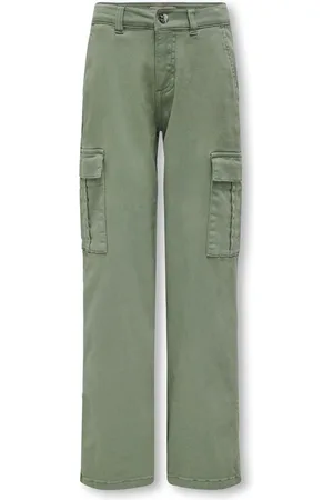 ONLY Meisjes kids cargo broek YARROW-VOX Hedge Green Straight Fit