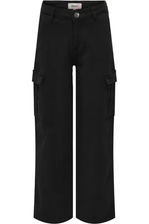 ONLY Meisjes kids cargo broek YARROW-VOX Black Straight Fit