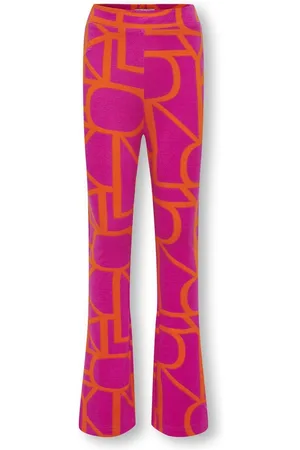 ONLY Meisjes kids broek PAIGE Fuchsia Purple LOGO Flared Fit