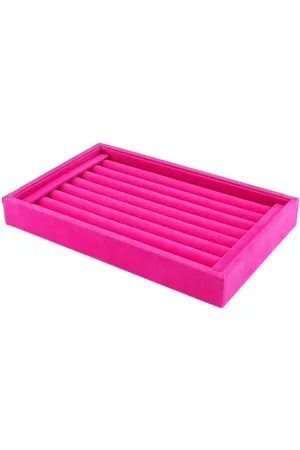 Merkloos Fluweel tentoonstellingsvitrine-organisatiedienblad voor ringen en oorbellen - Roze - 23 x 15 cm