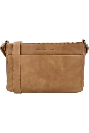 Hide & Stitches Porto Crossbody Schoudertas - Trendy Schoudoertasje - Handige vakken - - 100% Leer