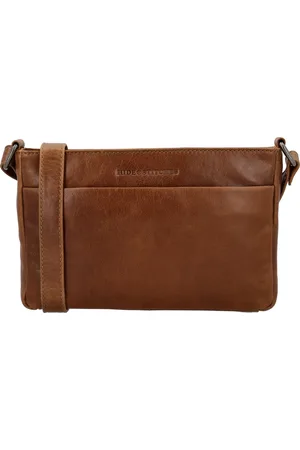 Hide & Stitches Porto Crossbody Schoudertas - Trendy Schoudoertasje - Handige vakken - - 100% Leer