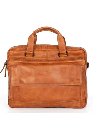 Spikes&Sparrow SPIKES & SPARROW Leren Business tas Schoudertas met laptopvak Kevin Business Bag Bruine