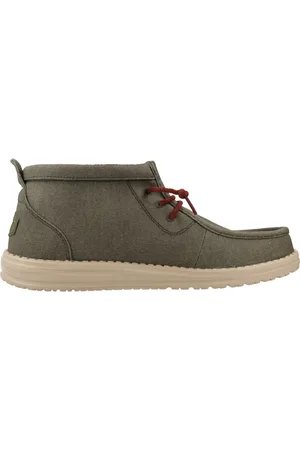 Hey dude Wally Mid Waxed Canvas Heren Instappers Olive