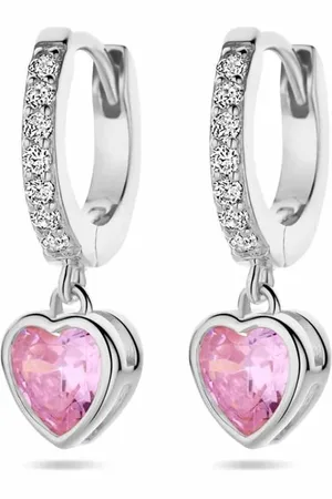 Cataleya Jewels Zilveren oorringen hart roze en wit zirkonia