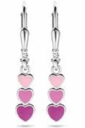 Cataleya Jewels Zilveren oorhangers hartjes emaille brisur haak