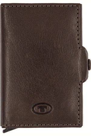 TOM TAILOR Leren Kaarthoes Jemy Credit Card Slider Donkerbruin