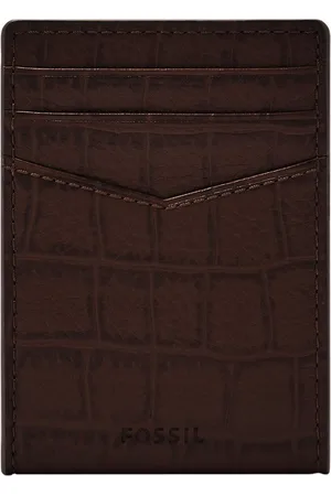 Fossil Portemonnee Dollarclip Andrew Emboss Card Case Donkerbruin
