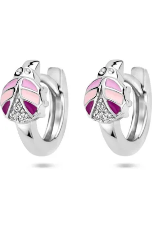 Cataleya Jewels Zilveren klapoorringen lieveheersbeestje zirkonia