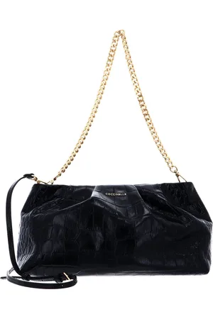 Coccinelle Leren Schoudertas Ophelie Croco Maxi Handbag Zwart