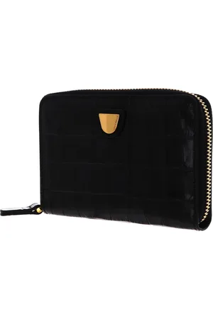 Coccinelle Leren Portemonnee Lucilla Croco Shiny Soft Zip Around Wallet Zwart