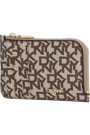 DKNY Kaarthouder Bryant Logo Zip Card Holder Lichtbruin