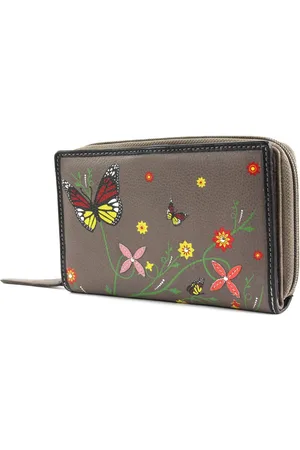 Bruno Banani Leren Portemonnee Butterfly Zip Around Grijs Veelkleurig